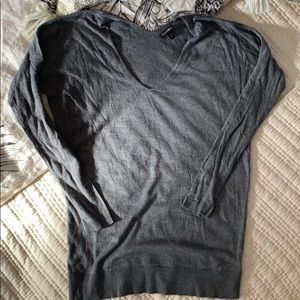 Express Heather Grey V Neck soft sweater S